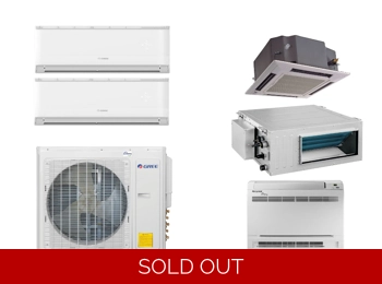 Gree 22 SEER 2 Zone Mini Split AC with Heat Pump: Ceiling Cassette, Slim Ducted, Floor Mounts